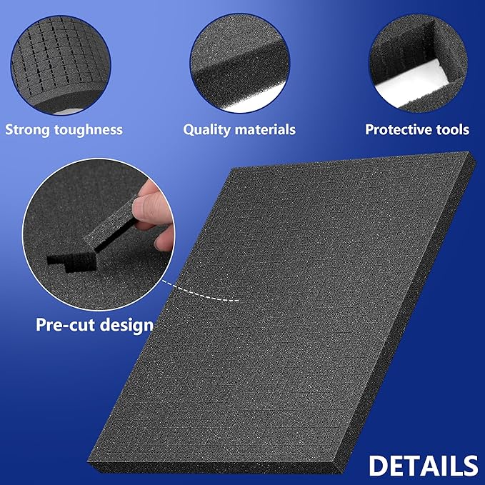 DECOHS 6 Pcs Pick Apart Foam Inserts- 2 Size Pick and Pluck Foam Sheets- Pluck Pre Cubed Foam Pads for Toolbox Game Box Cases Camera Storage Drawer