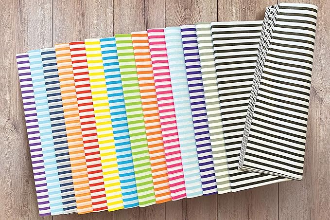 Flexicore Packaging Black Pin Stripe Print Gift Wrap Tissue Paper Size: 15 Inch X 20 Inch | Count: 100 Sheets | Color: Black Pin Stripe