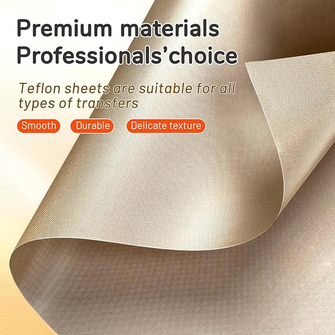 TransOurDream 5 Pack PTFE Teflon Sheets M Size 16 x 12" Ironing Protecter and Sublimation Paper Heat Transfer Paper Reusable Heat Resistant Craft Mat