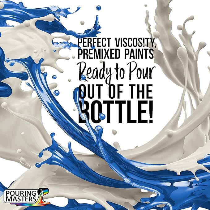Pouring Masters Caribbean Blue Ready to Pour Acrylic Pouring Paint - Premium 8-Ounce Pre-Mixed Fluid Acrylic Paint - Fluid Art Supplies for Canvas, Wood, Paper, Tile & Rocks