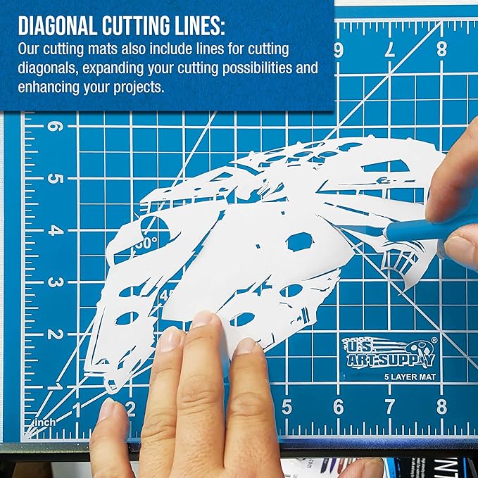 U.S. Art Supply 18" x 24" Self-Healing Cutting Mat 5-Ply - Double-Sided Pink/Blue Craft Mat, Non-Slip Cutting Mats for Crafts, Sewing, Quilting, Scrapbooking