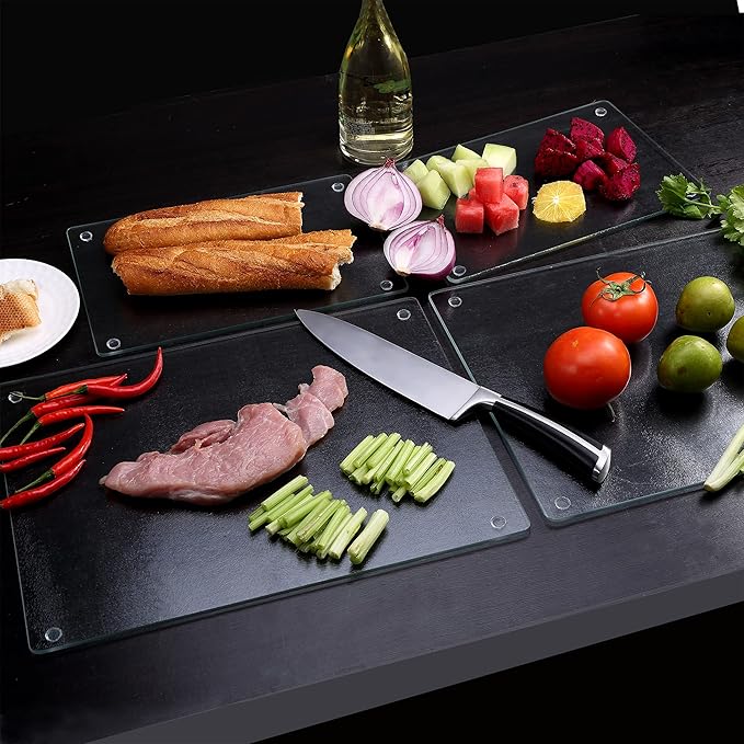 Murrey Home Glass Cutting Board for Kitchen Counter, Tempered Glass Chopping Boards Dishwasher Safe, Small Clear Countertop Tray, Scratch Resistant, Heat Resistant, Non Toxic, Frosted, 20"x16"