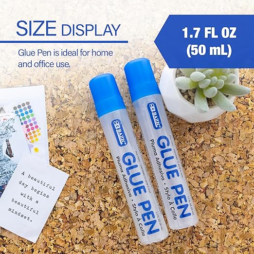 BAZIC Products Washable Glue Pen 1.7 Oz. (50 mL), Liquid Clear Glues Bond Adhesive for Art Crafts Project at School Home Office (2/Pack), 24-Pack