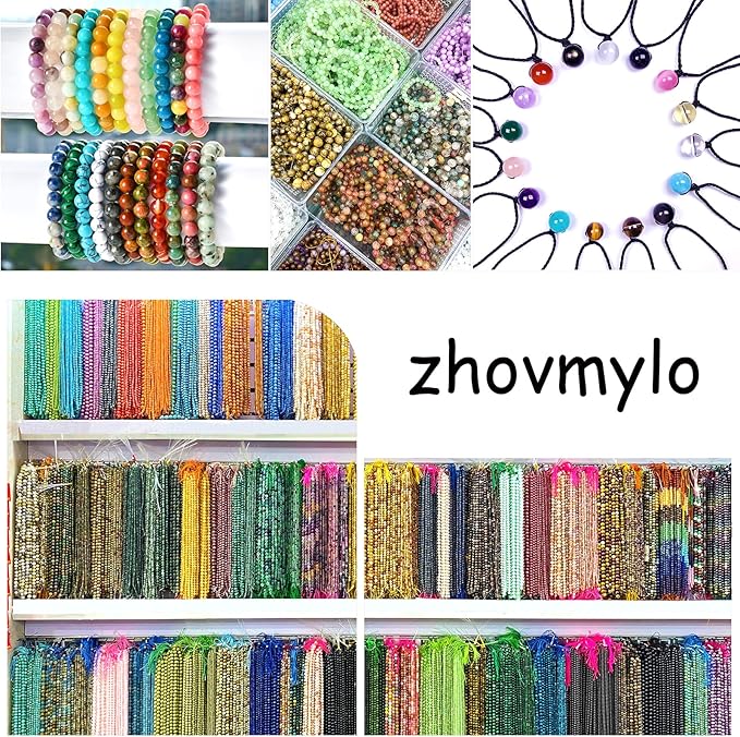 4MM 180pcs Mixed Color Selenite Gypsum Beads Natural Stone Round Loose Beads for Jewelry Making DIY Bracelet Necklace 2 Strands 32"