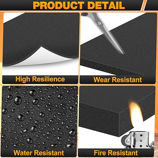 MYFAMIREA 8 PCS Adhesive Foam Padding Sheets Closed Cell Self Adhesive Sticky Foam Pads, 1/4" Thick 4'' x 4'' Neoprene Rubber Sheets Non-Slip Insulation Pads Vibration for Furniture Crafts Cars, Black