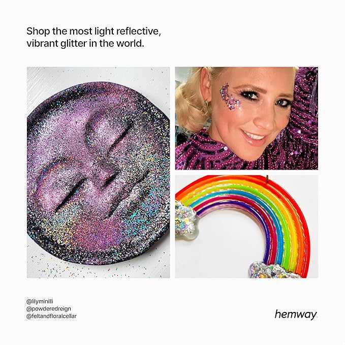 Hemway Polyurethane & Epoxy Resin Glitter 100g / 3.5oz Metallic Crystal Flake Additive for Flooring Jewelry Tumblers Glass Pigment - Microfine (1/256" 0.004" 0.1mm) - Purple Holographic