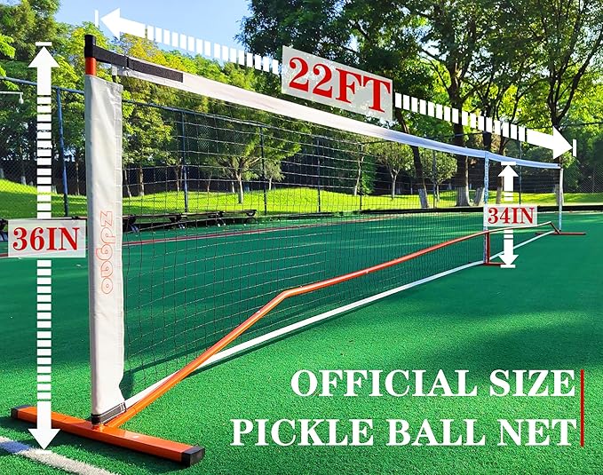 Zdgao Pickleball Set with Net for Driveway, 22 FT Regulation Size Pickle Ball Net Set with Pickleballs, Court Markers and Carry Bag, Steady Metal Frame for Outdoor, Indoor Court