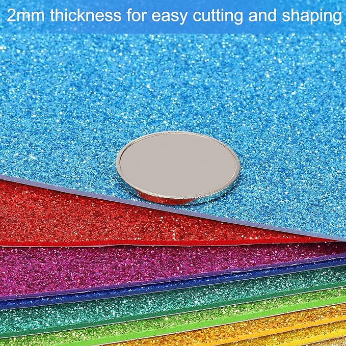 PATIKIL 2mm(1/10") Thick Non Adhesive Glitter Foam Sheet 16x24inch(40x60cm) Orange, EVA Shiny Foam Board for Craft, 6 Pcs
