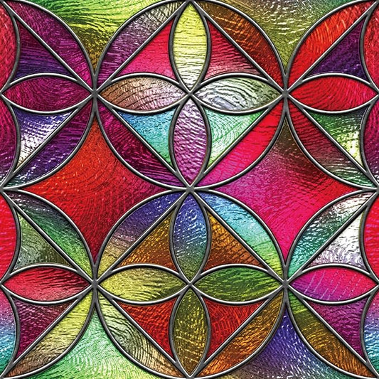 DKTIE Geometric Art Stained Glass Window Film Bathroom Window Privacy Film Frosted Glass Static Clings Non Adhesive with Installation Tools, Modern Home Improvement Style (S323, 35.4'' x 78.7'')