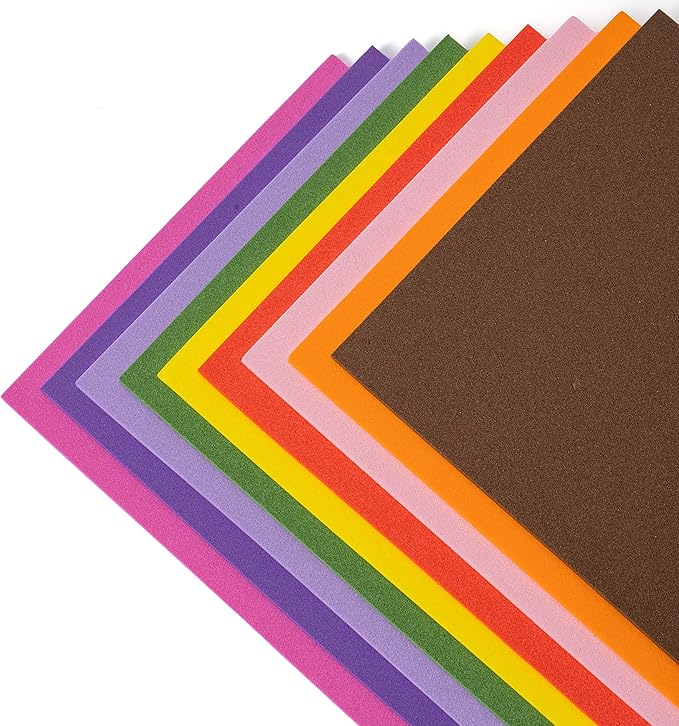 Crafare 8.5x5.5inch Colorful Foam Sheets Crafts 20 Assorted Colors 92 Pack 2mm Thick EVA Foam Sheet for School Project Supply Scrapbooking DIY Cosplay Handcraft