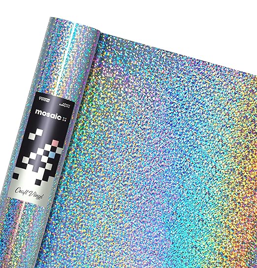 VViViD Mosaic+ Glitter Holographic Crafting Vinyl, 3ft x 1ft, 7 Color Bundle, with Transfer Paper