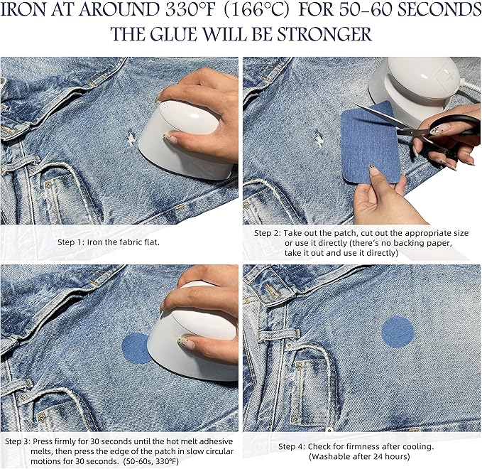 KING MOUNTAIN Iron-on Repair Patch 20 Pcs Pack,Denim Patches for Jeans Kit 3" by 4-1/4",100% Cotton Denim Iron-on Repair Patch,Jeans and Clothing Repair and Decoration Kit (Light Blue)