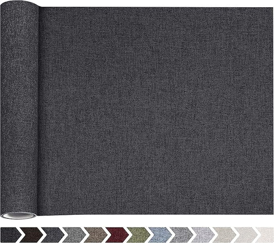Fine Linen Fabric Patches, Self-Adhesive, Extra Large 12x40 inch, Multi Color, for Sofa & Clothes Repair (Dark Grey)