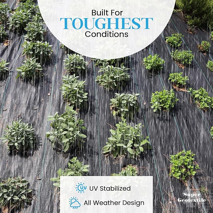 Woven Geotextile Fabric for Driveway and Road Stabilization, Construction Underlayment, Erosion Control, Commercial Grade 50 Year for Gravel Roads and Pavers (15x60) Ships Folded