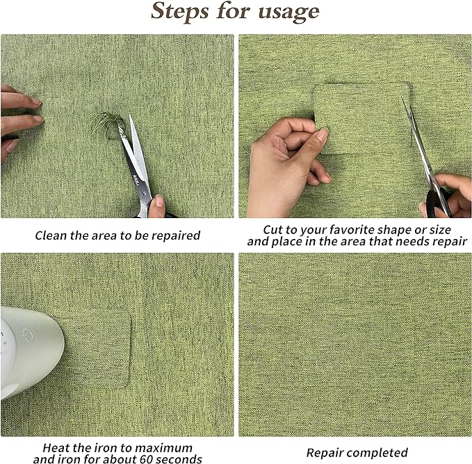 King Mountain Premium Linen Fabric Iron-on Repair Patch, Inside&Outside, 3"x60" With Backing Glue, Decorative Kit (Blue Grey)
